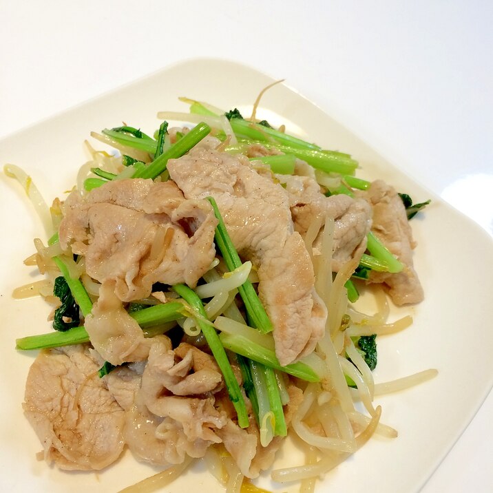 ご飯がすすむ！カブの葉とお肉の油炒め